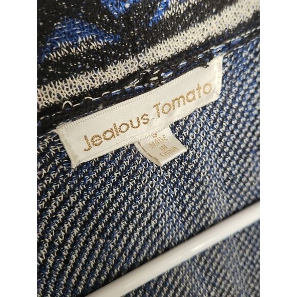 Jealous Tomato Women Blue Black Open Cardigan Size Small Long Sleeve - Picture 3 of 6